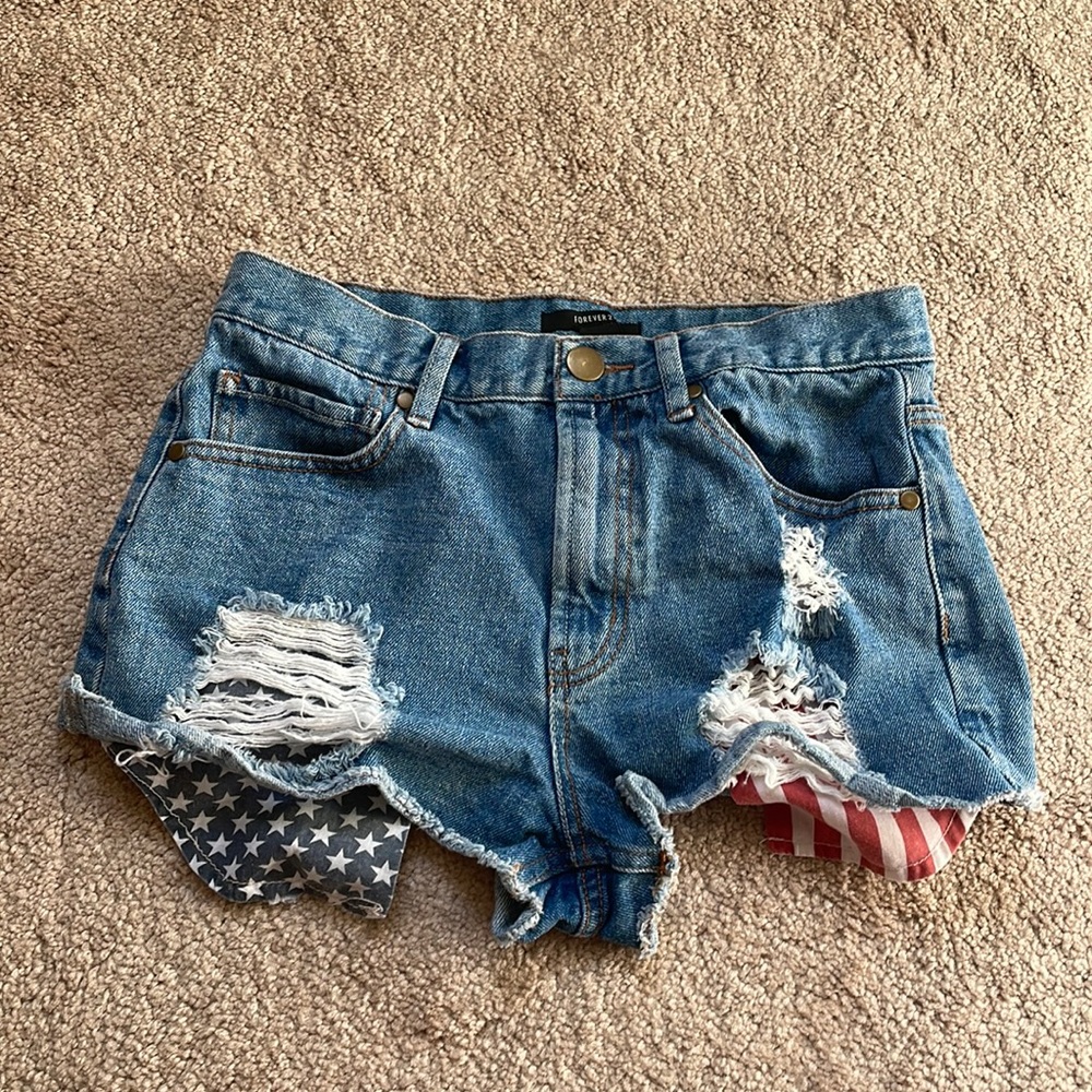 Forever 21 American flag Jean shorts